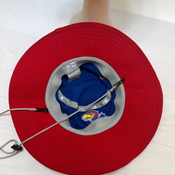 New Era Kansas Jayhawks Royal Basic Panama Bucket Hat Chin Strap Blue - Picture 5 of 7